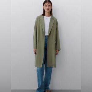 Zara Olive Green Trench Coat - Size S